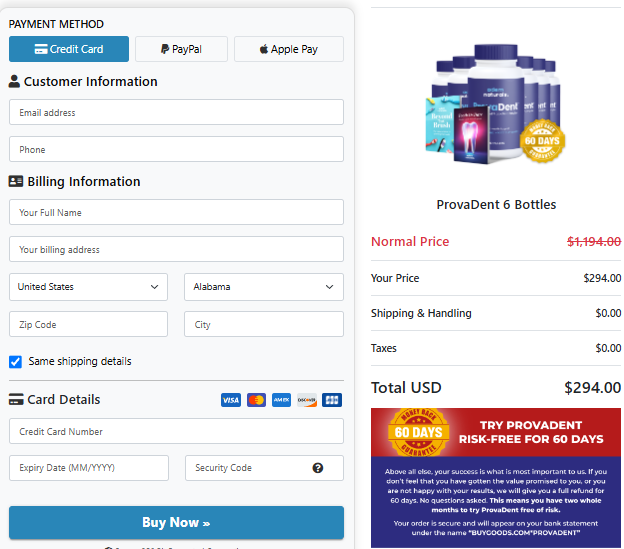 provadent-order-page